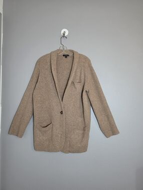 J. Crew Sweater Blazer Cardigan Cocoon Women Medium Tan Alpaca Wool Chunky